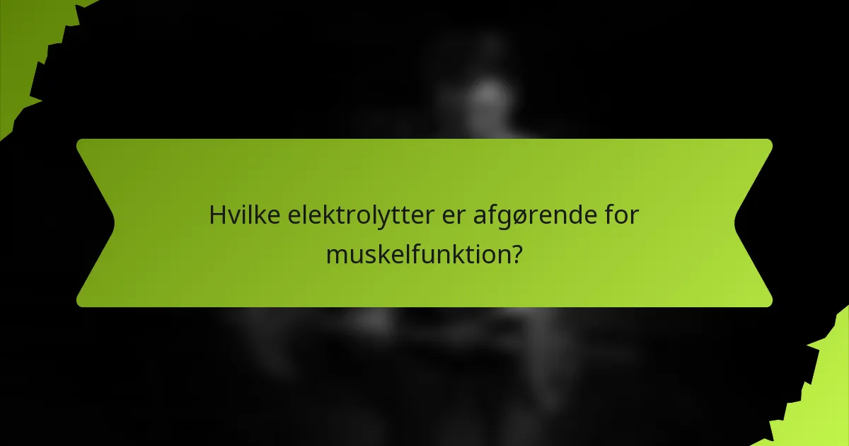 Hvilke elektrolytter er afgørende for muskelfunktion?